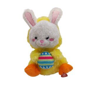 Cuddle Barn Easter Bunny Talking Plush Toy White Rabbit in Chick Costume 9"